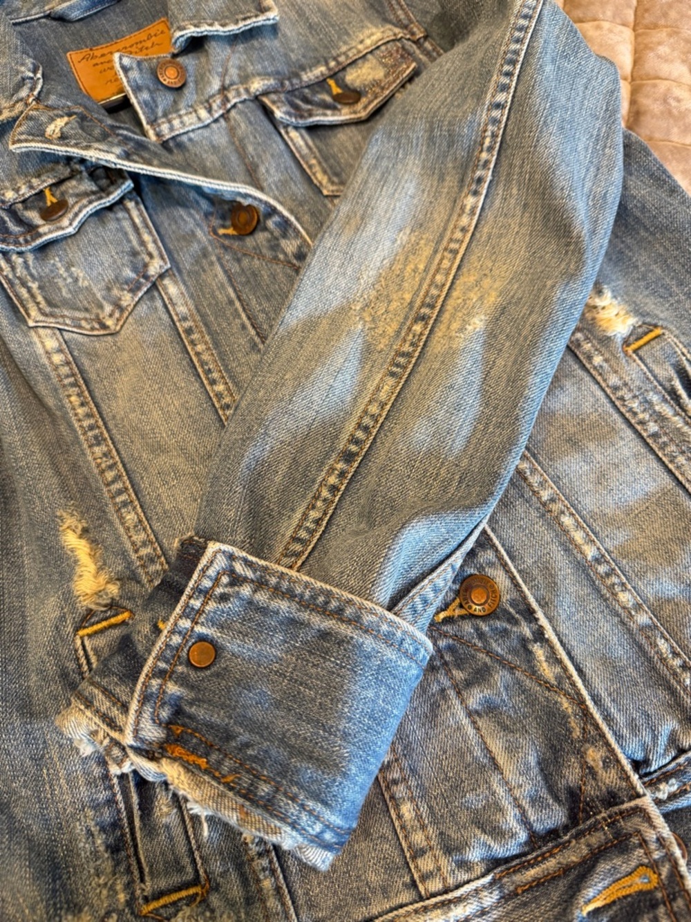 Abercrombie & Fitch Distressed Denim Jacket - Picture 13 of 14